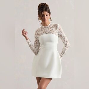 Club L London White Lace Mini Dress